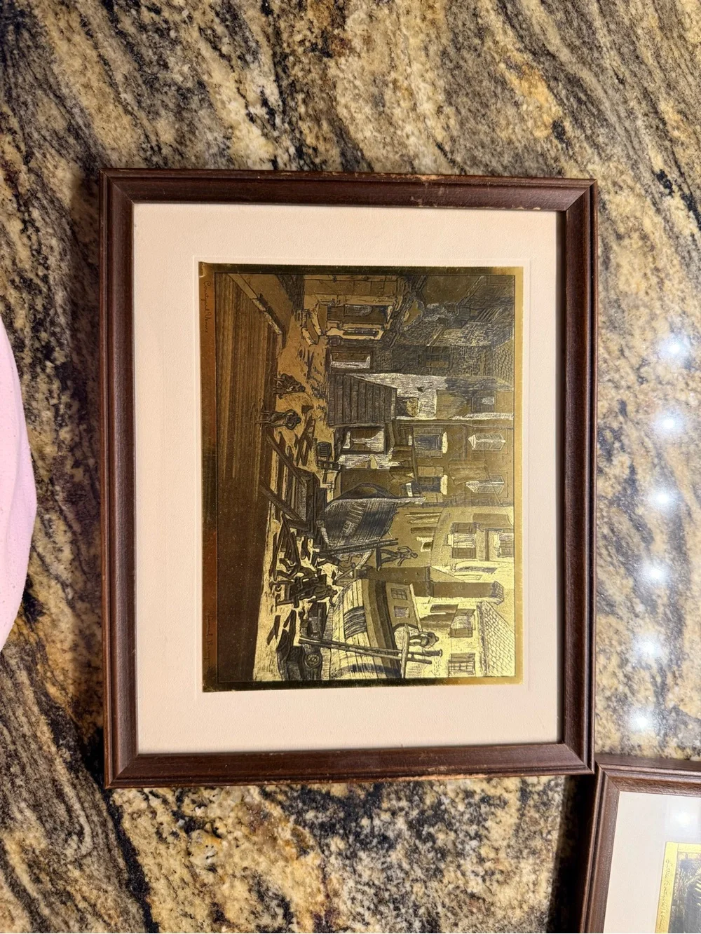 Vintage Lionel Barrymore Gold Foil Etching Framed Art Set of 4  Prints